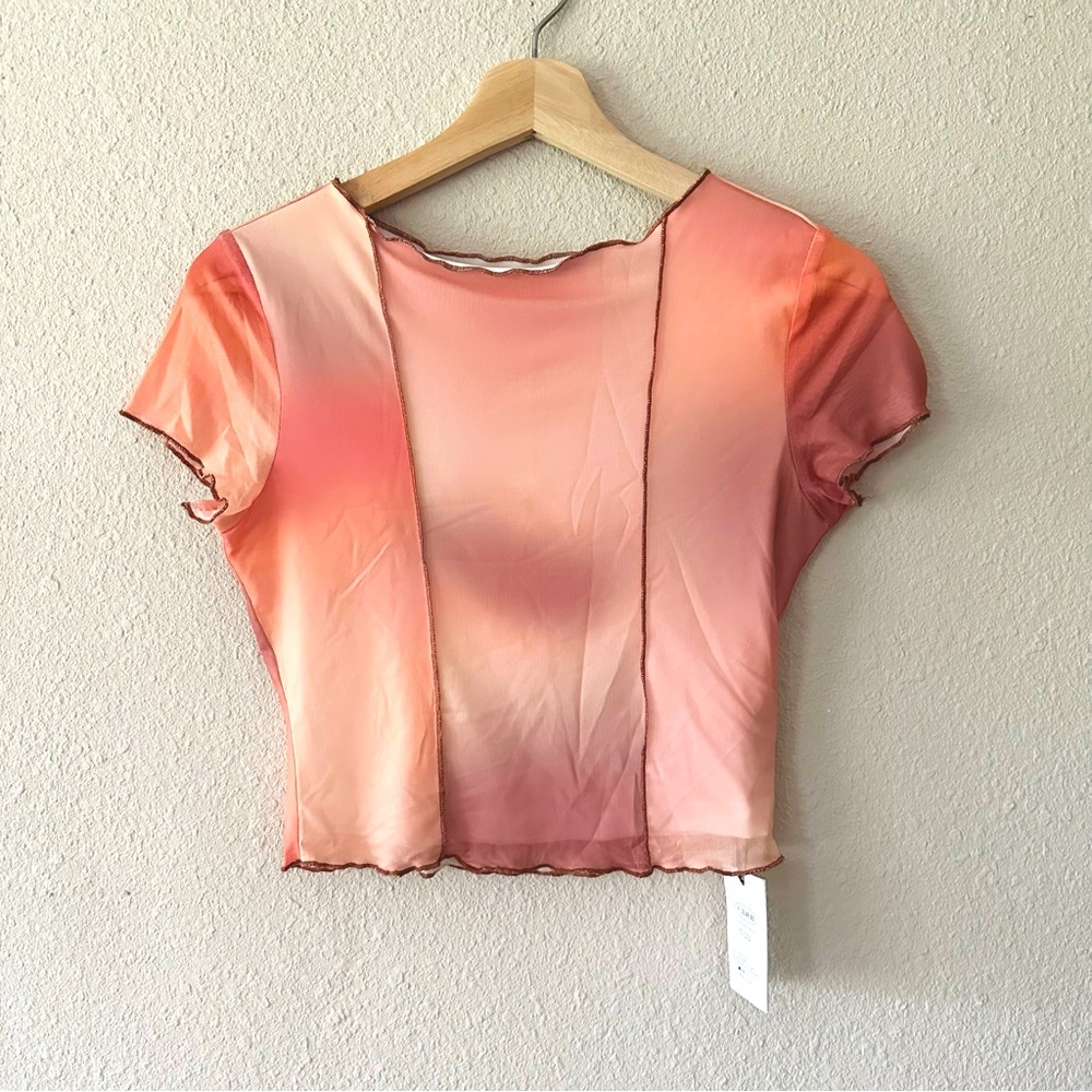 Gradient and mesh crop top small NWT
